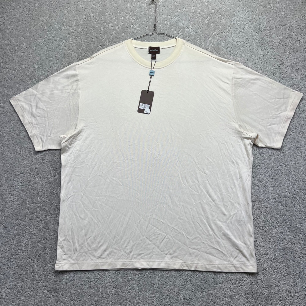 Anthology T-Shirt Mens XXL Cream Off White Silk Cotton Blend Short Sleeve NWT